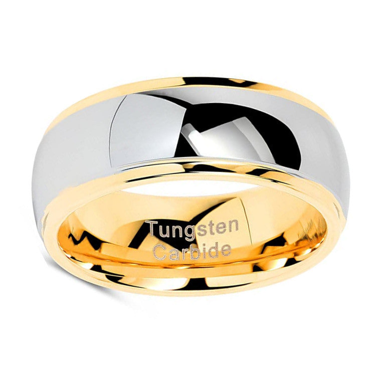 Fashion Tungsten Steel Ring Curved Line Gold Bijou Her