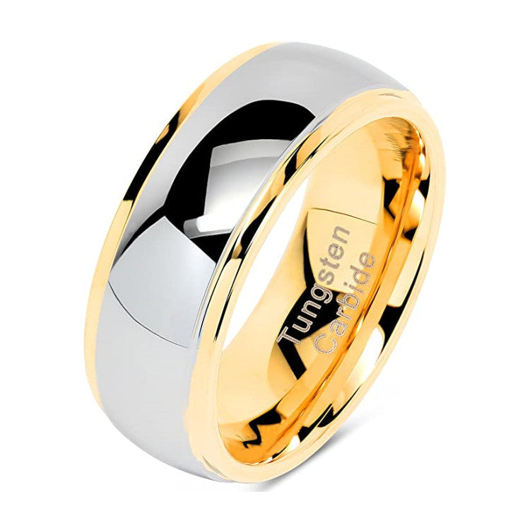 Fashion Tungsten Steel Ring Curved Line Gold Bijou Her