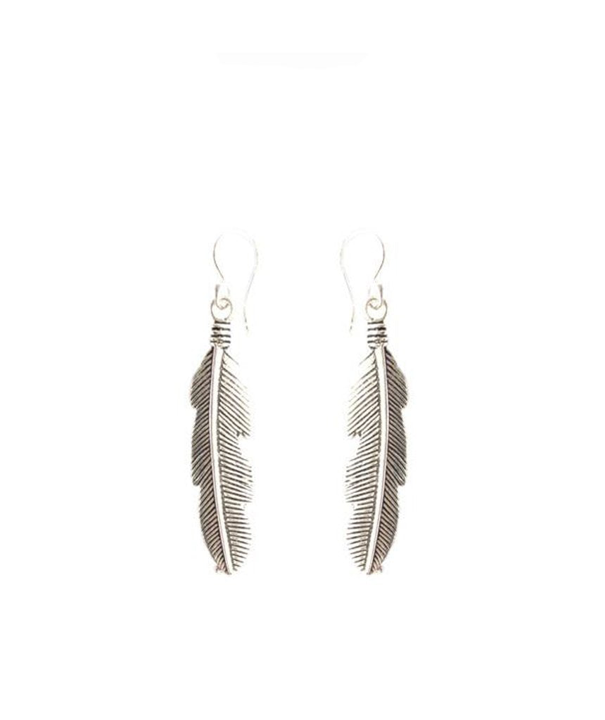 Feather Drop Earrings - Gold and Silver Leaf Cut-Out Design Bijou Her