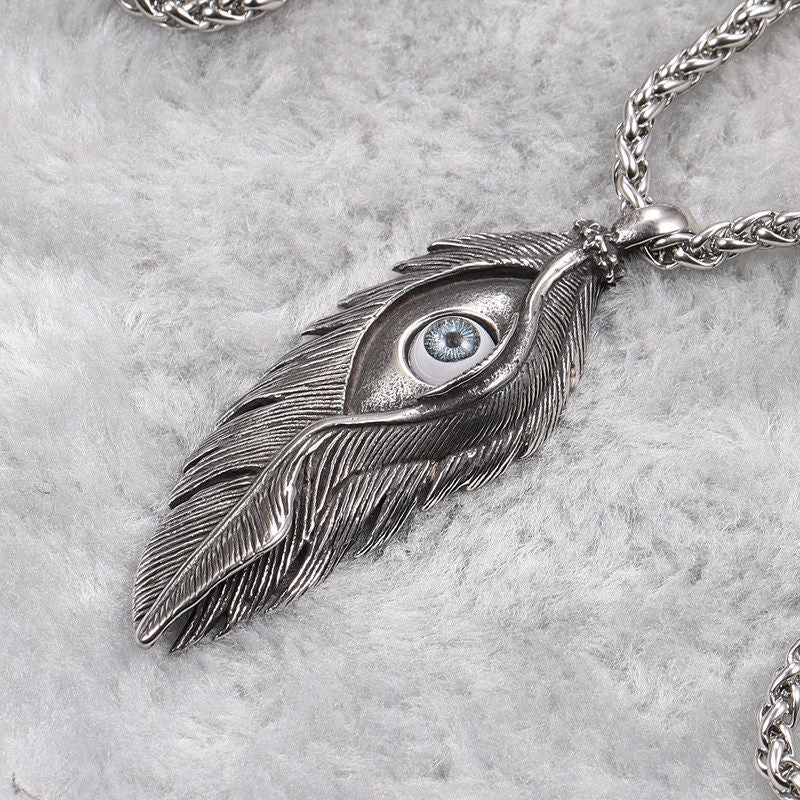 Feather Evil Men's Necklace Stainless Steel Non-fading Pendant Bijou Her