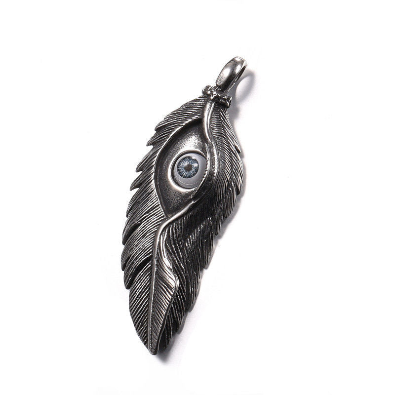 Feather Evil Men's Necklace Stainless Steel Non-fading Pendant Bijou Her