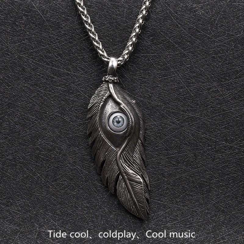 Feather Evil Men's Necklace Stainless Steel Non-fading Pendant Bijou Her