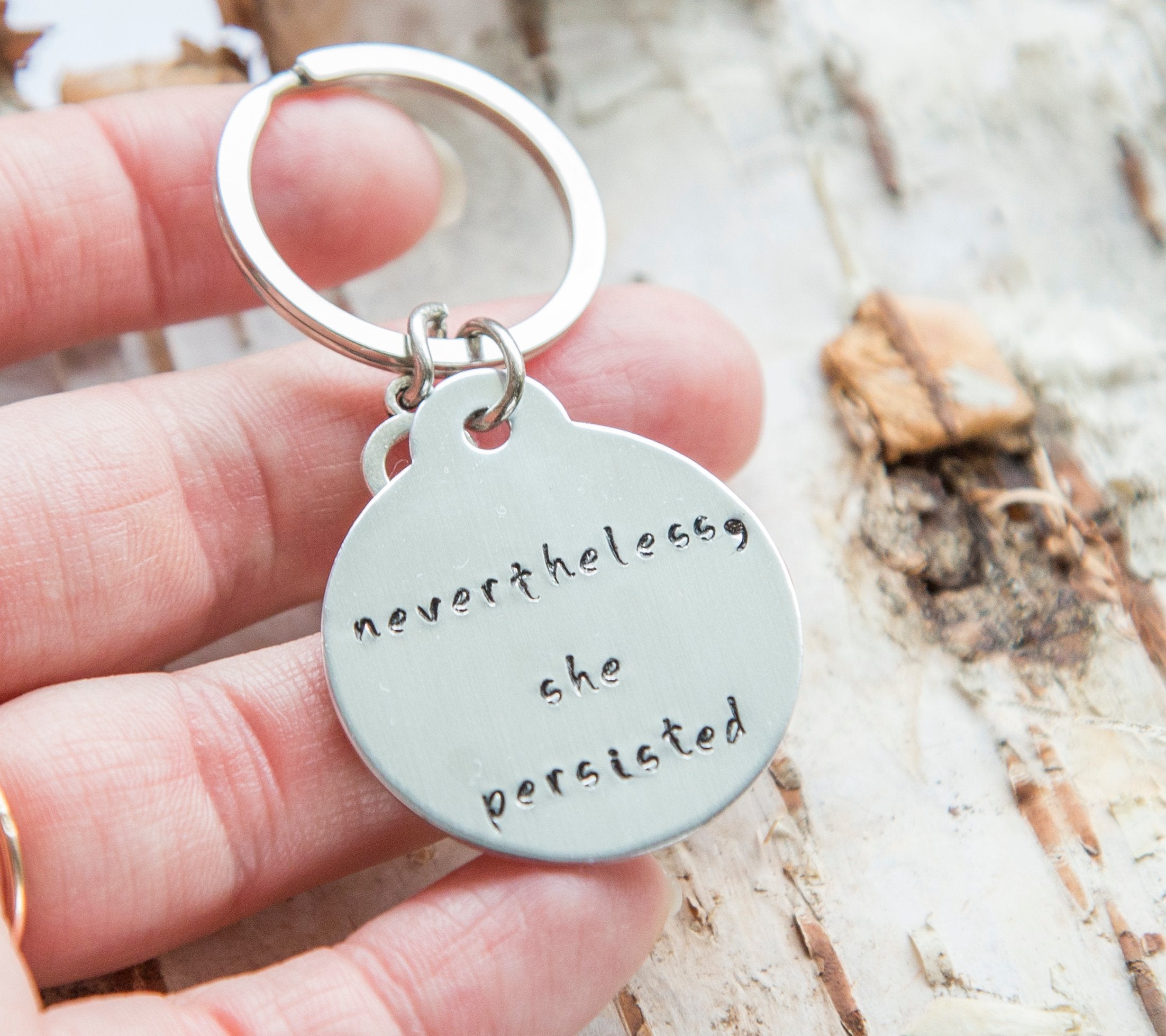 Feminist Keychain - Stainless Steel Hand-Stamped Tag, Customizable Request Option Bijou Her