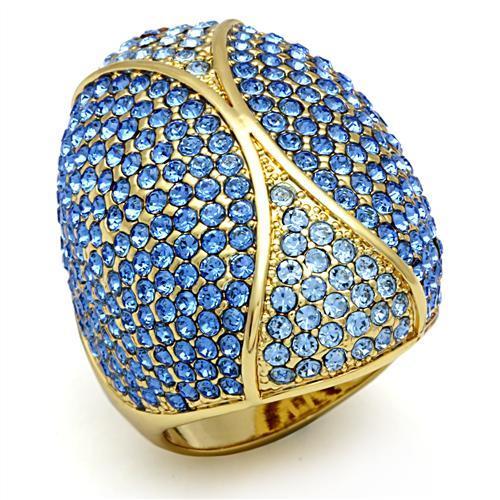 Flash Gold Brass Cocktail Ring with Top Grade Crystal Stones Bijou Her