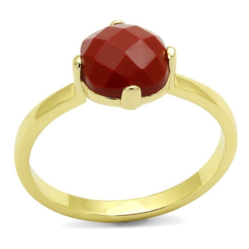 Flash Gold Brass Ring with Synthetic Siam Stone - Backordered, 4-7 Day Shipping Lead Time Bijou Her