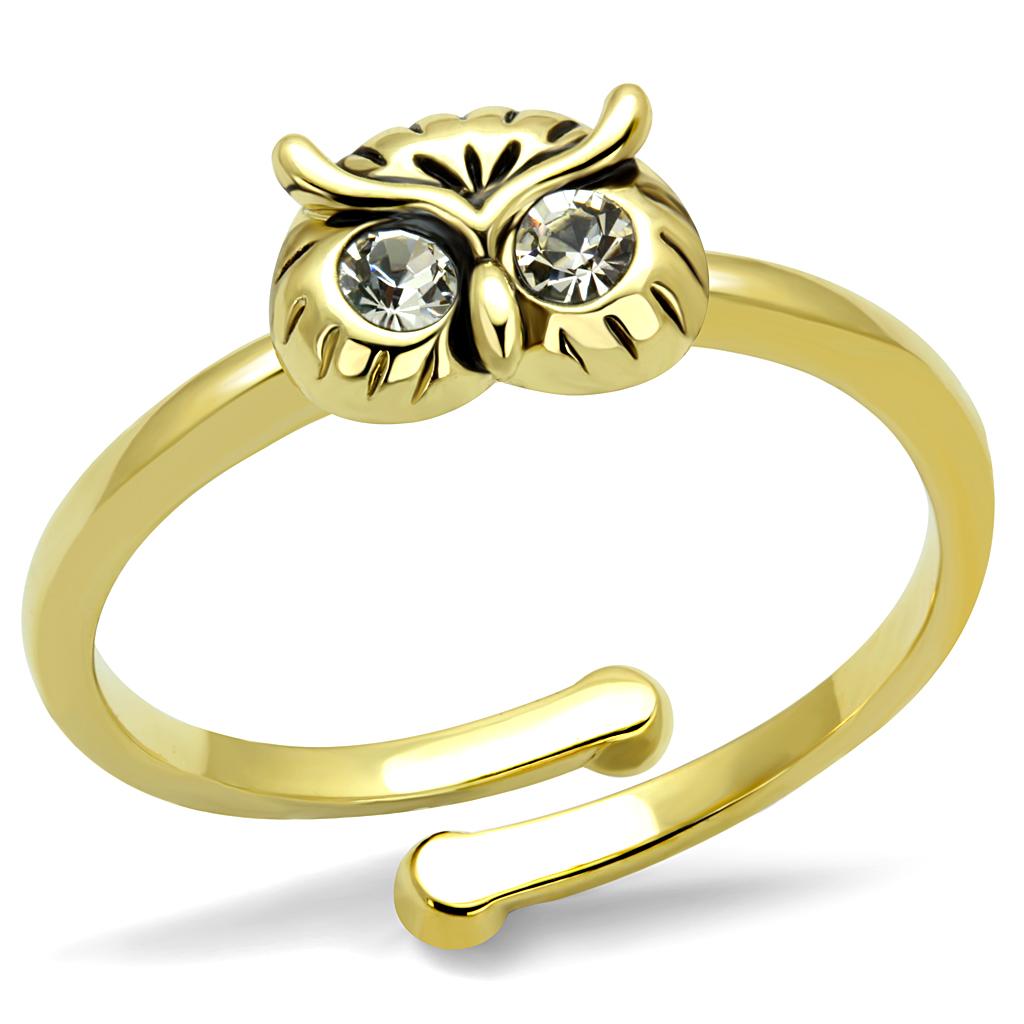 Flash Gold Brass Ring with Top Grade Crystal - Clear Stone, 4-7 Day Shipping Lead Time Bijou Her