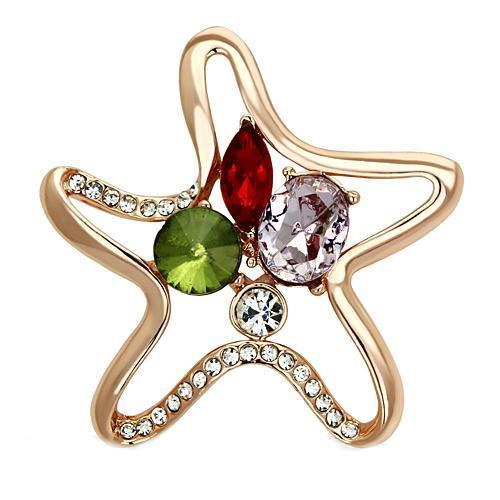 Flash Rose Gold White Metal Brooch with Synthetic Acrylic Stone - Ships in 4-7 Days Bijou Her