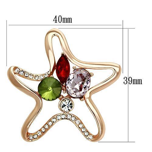 Flash Rose Gold White Metal Brooch with Synthetic Acrylic Stone - Ships in 4-7 Days Bijou Her