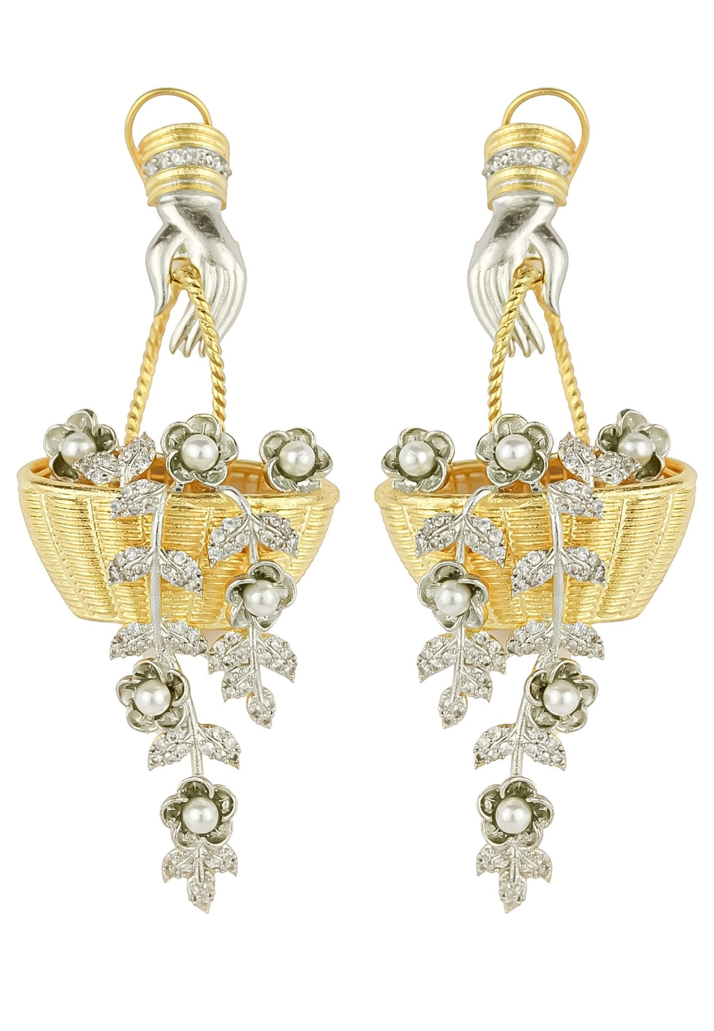 Flora Earrings: 18k Gold-Plated Hypoallergenic Jewelry with Pearls and Zircons Bijou Her