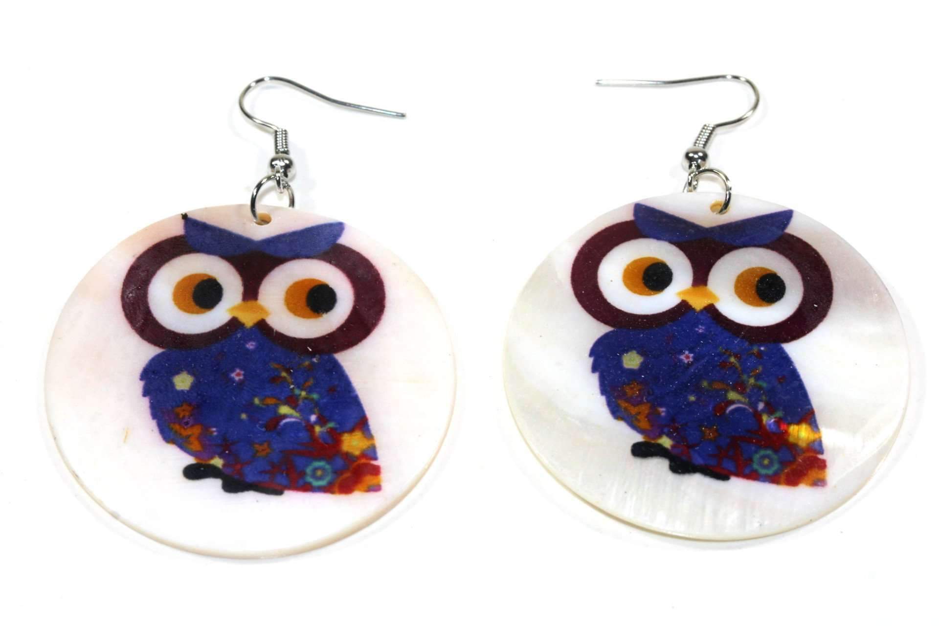 Flower Winged Baby Owl Mother of Pearl Earrings - Symbolic and Stylish Bijou Her
