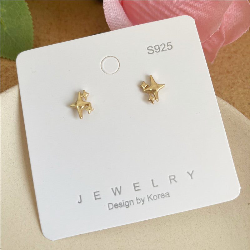 Four Mans Star Ear Studs Female Niche Design Frosty Style Earrings Bijou Her