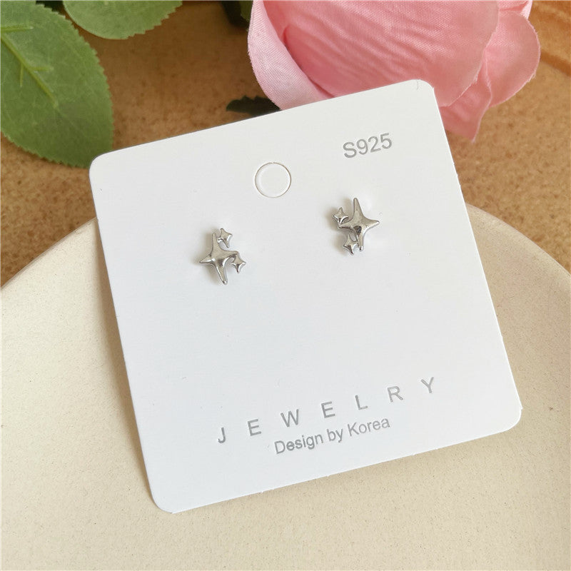 Four Mans Star Ear Studs Female Niche Design Frosty Style Earrings Bijou Her