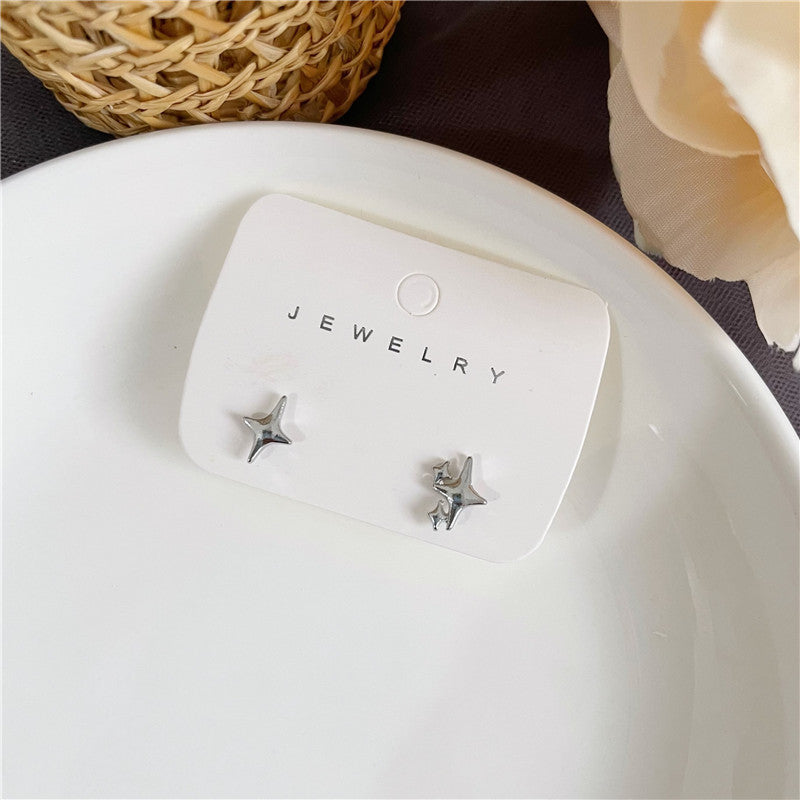 Four Mans Star Ear Studs Female Niche Design Frosty Style Earrings Bijou Her