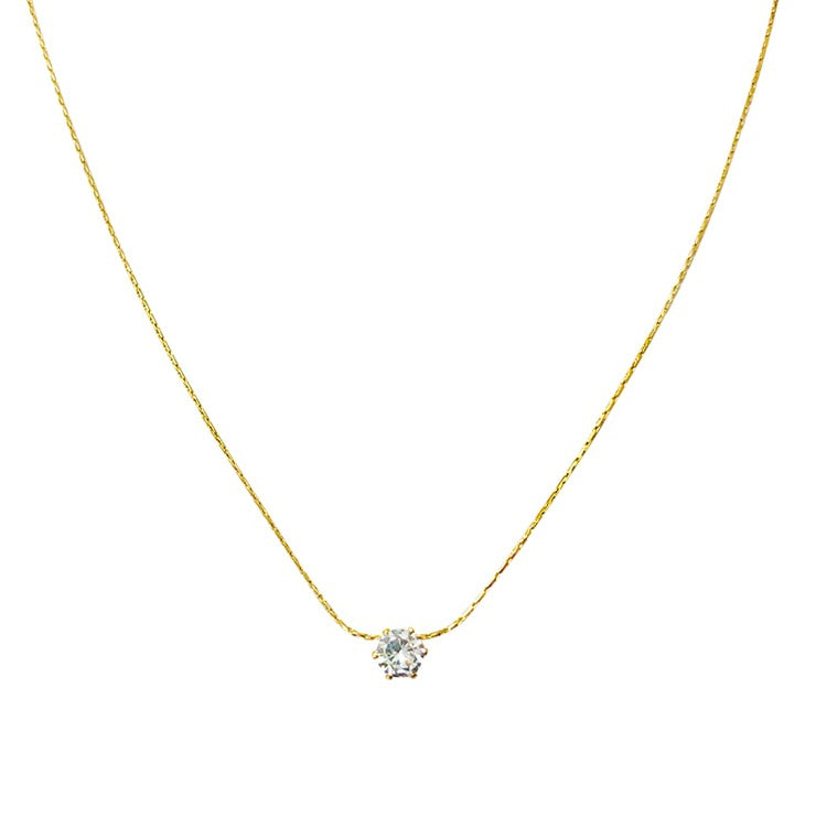 French Exquisite Diamond Inlaid Titanium Steel Plated 18k Gold Color Retaining Thin Necklace Bijou Her