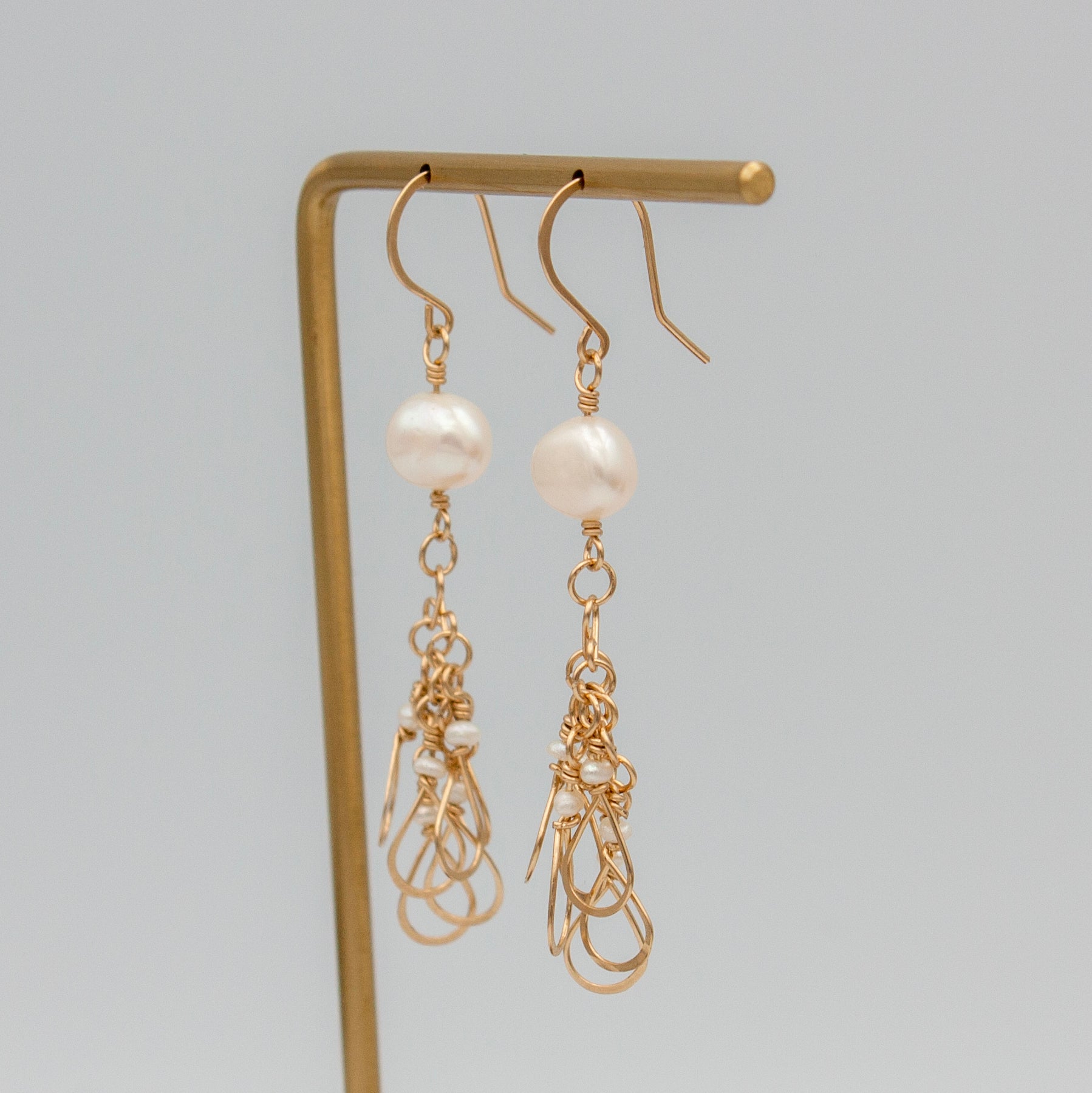 Freshwater Pearl Drop Earrings in 14k Gold Filled - 2.25" Fishhook Back Bijou Her