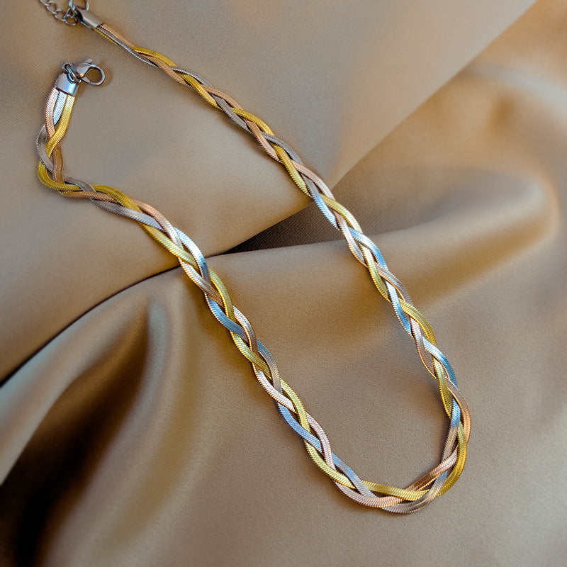 Fried Dough Twist Knitted Short Necklace Bijou Her