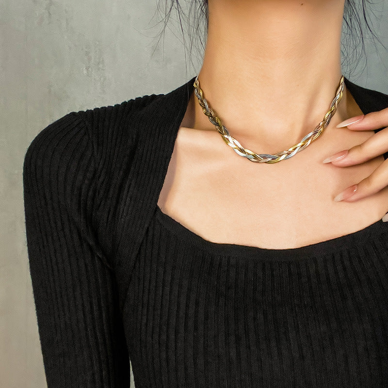 Fried Dough Twist Knitted Short Necklace Bijou Her