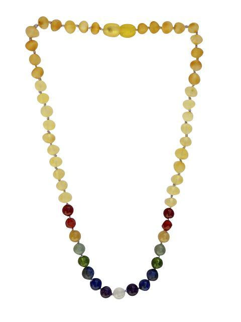 Full Rainbow Amber Necklace for Natural Pain Relief - 18 Inches Long Bijou Her