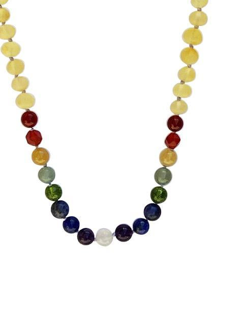 Full Rainbow Amber Necklace for Natural Pain Relief - 18 Inches Long Bijou Her