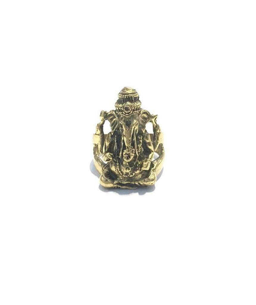 Ganesha Wisdom Ring - Brass and Silver Plated, Hypoallergenic, 2cm Diameter Bijou Her