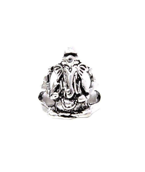 Ganesha Wisdom Ring - Brass and Silver Plated, Hypoallergenic, 2cm Diameter Bijou Her