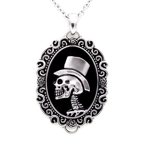 Gentleman Skull Cameo Necklace - Stylish and Edgy Fashion Accessory Bijou Her