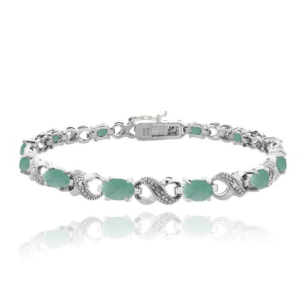 Genuine Opal Infinity Bracelet with Crystals, 10.00 CT, 18K White Gold Plated, Hypoallergenic & Comfort Fit, Made in Italy Bijou Her