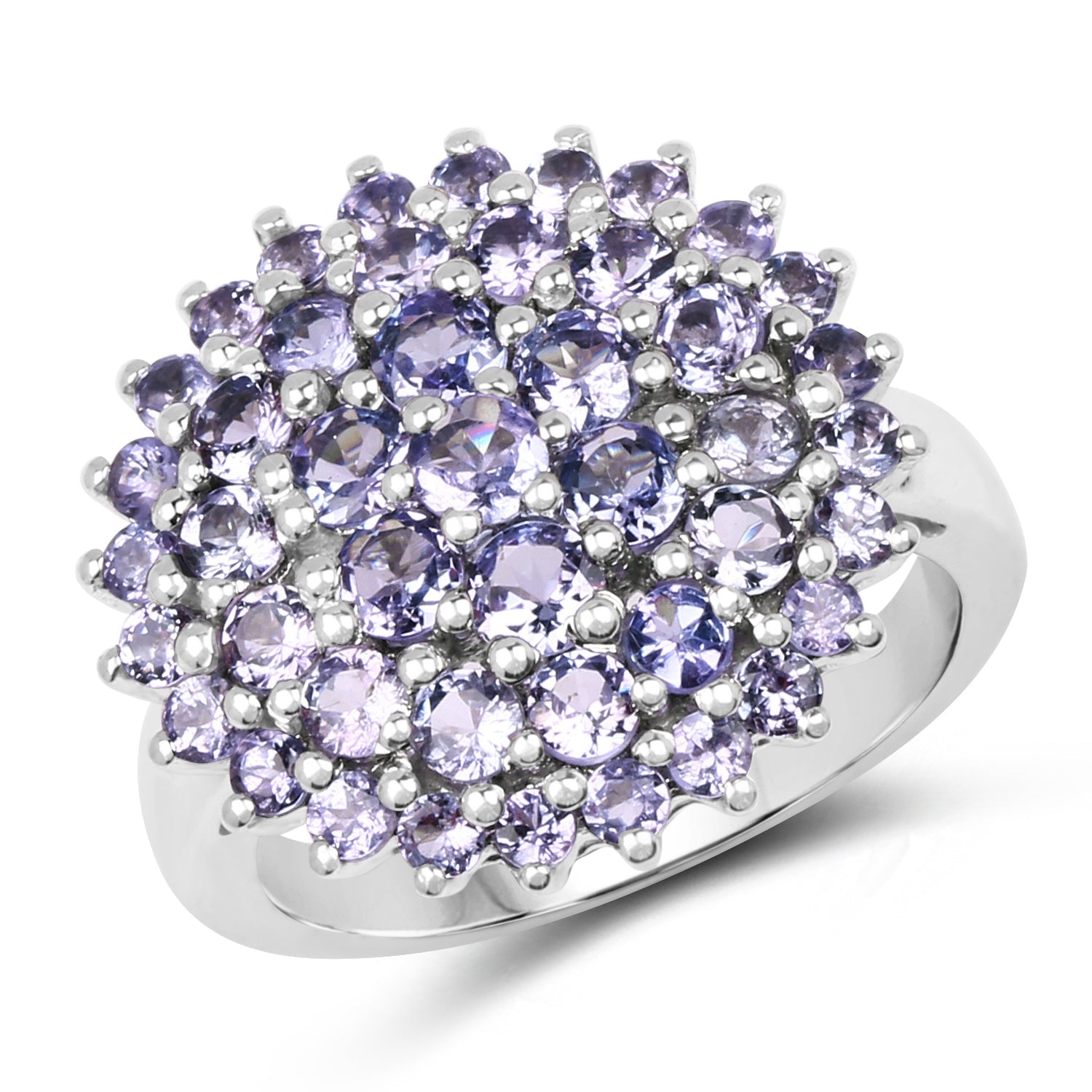 Genuine Tanzanite Cluster Ring in .925 Sterling Silver - 2.52 ctw Pear and Round Stones for Women, December Birthstone Bijou Her