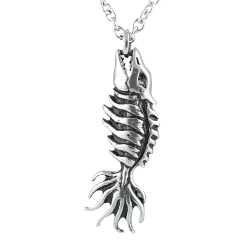 Ghastly Nautical Necklace - Stainless Steel Pendant & Chain
This eerie necklace features a skeletal swimmer pendant made of durable stainless steel with black epoxy. The 17" chain includes a 2" extender and comes with a 316L stainless steel Bijou Her