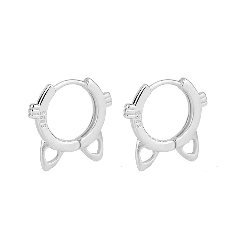 Girl Heart Cute Cat Ears Hollow Ear Studs Bijou Her