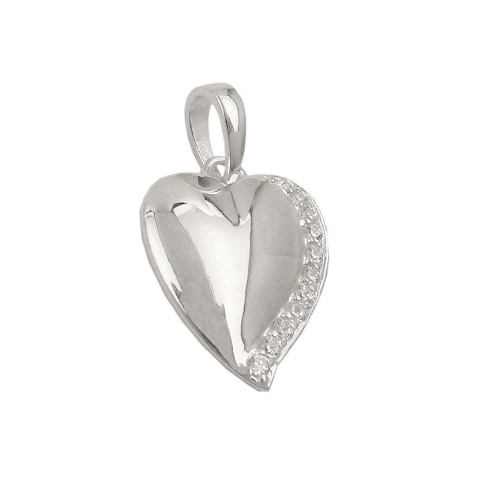 Glittering Silver Heart Pendant with Zirconia - 16x14mm Size, 1.6g Weight, 925 Sterling Silver Alloy - Body Jewelry Bijou Her