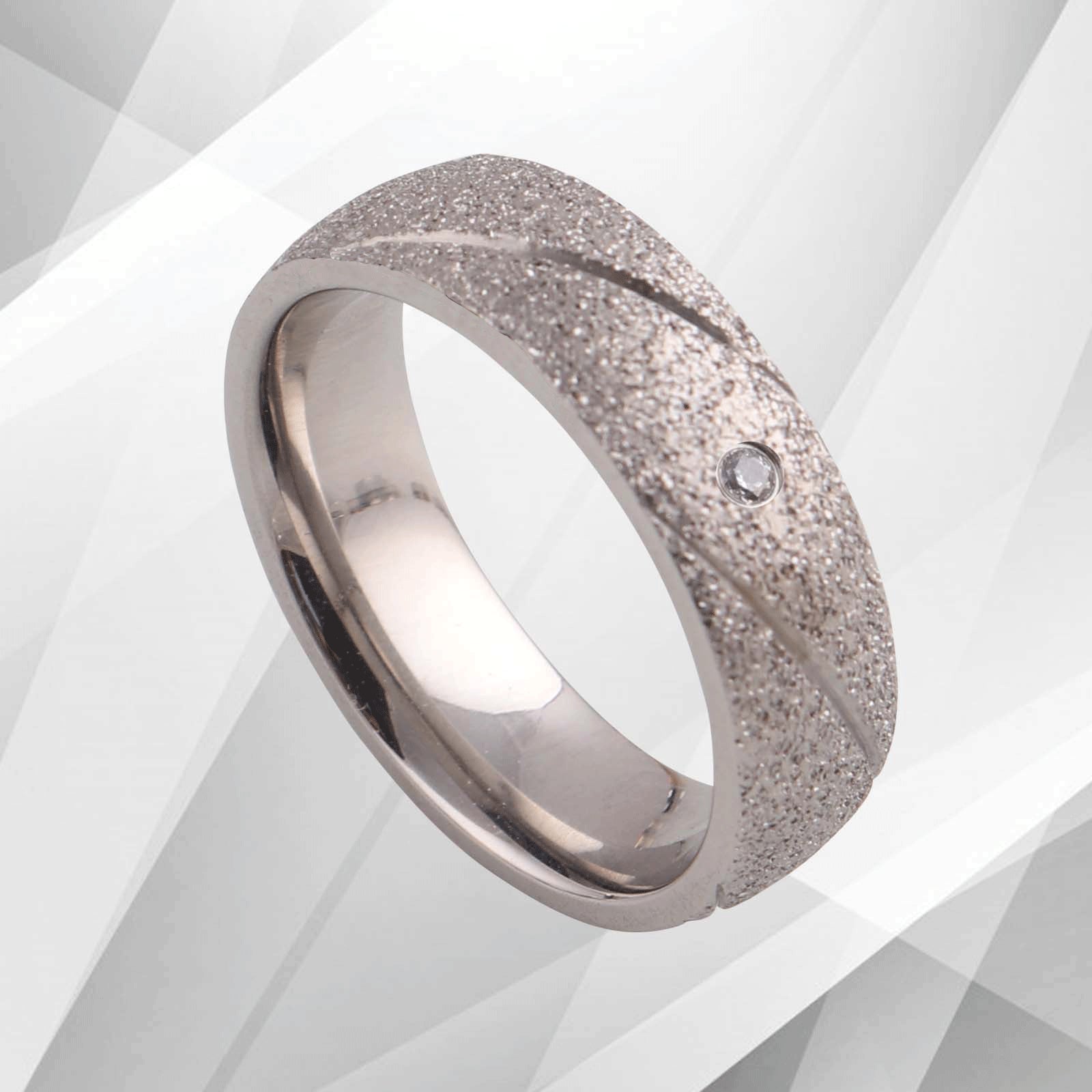 Glowing Designer Titanium CZ Diamond Ring - 6mm Wide, 18Ct White Gold Finish, Comfort Fit - Engagement, Wedding, Anniversary Gift Band - Women's, Handmade, NDFJ15A Bijou Her