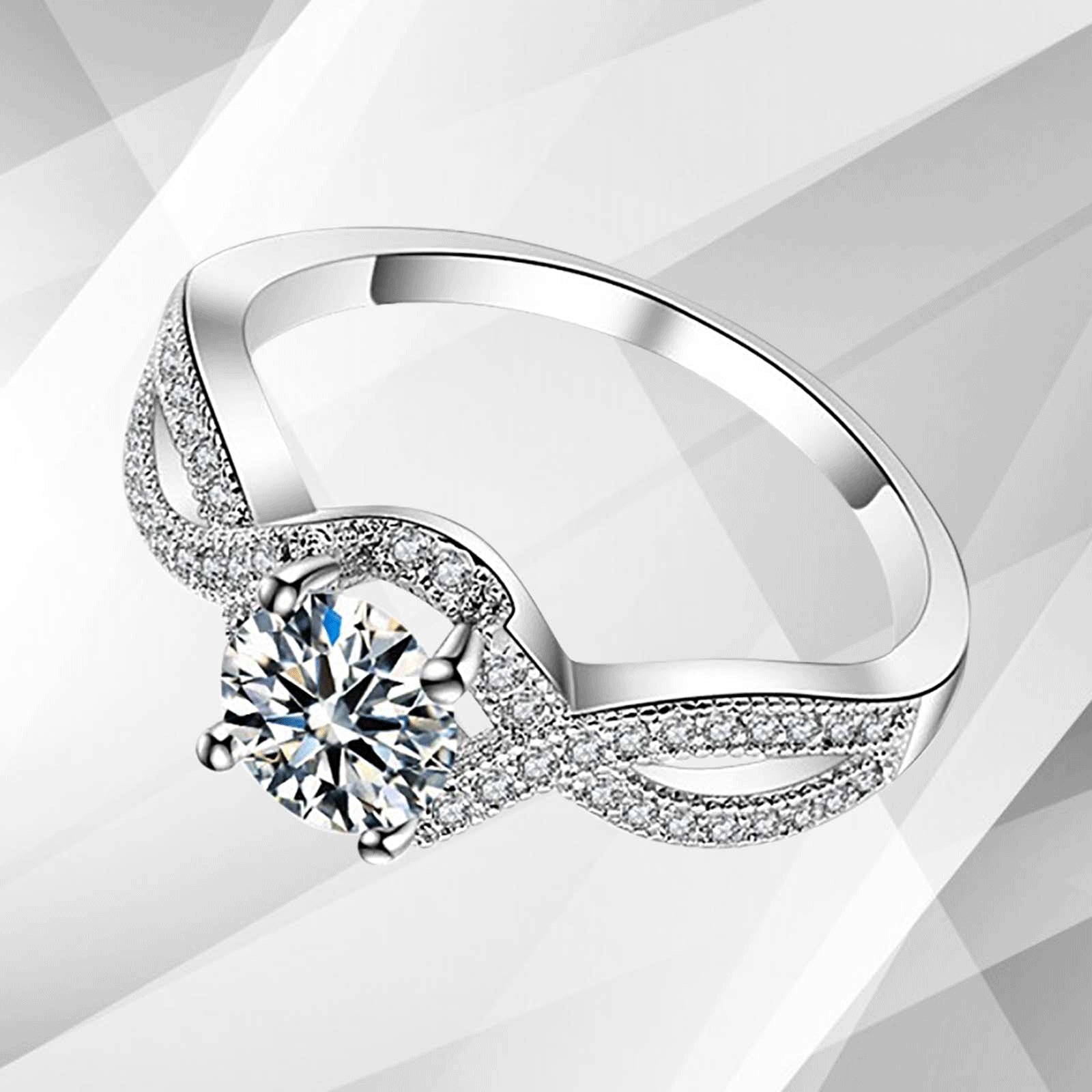 Glowing Prong Settings Engagement Ring - 18Ct White Gold with CZ Diamond - 2.00Ct - Free Shipping Bijou Her