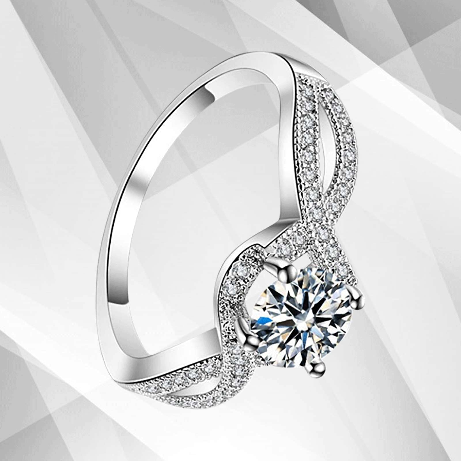 Glowing Prong Settings Engagement Ring - 18Ct White Gold with CZ Diamond - 2.00Ct - Free Shipping Bijou Her