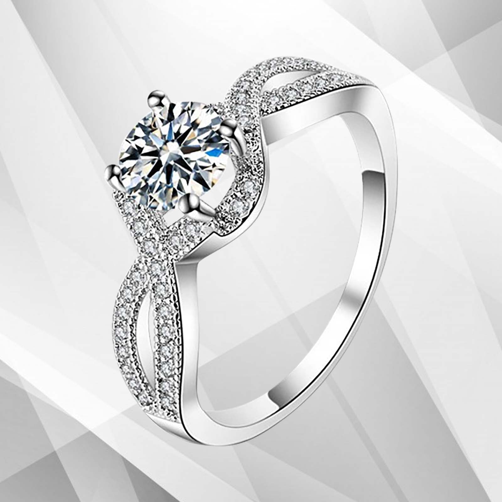 Glowing Prong Settings Engagement Ring - 18Ct White Gold with CZ Diamond - 2.00Ct - Free Shipping Bijou Her