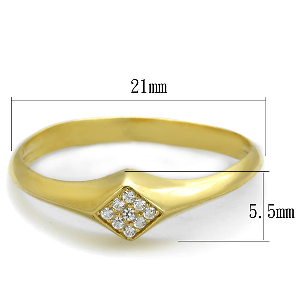 Gold 925 Sterling Silver Ring with AAA Grade CZ - Clear Stone, Backordered 4-7 Days Bijou Her