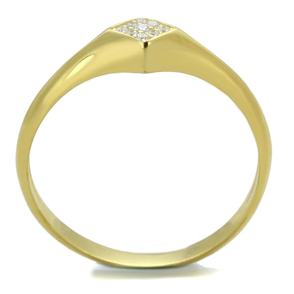 Gold 925 Sterling Silver Ring with AAA Grade CZ - Clear Stone, Backordered 4-7 Days Bijou Her