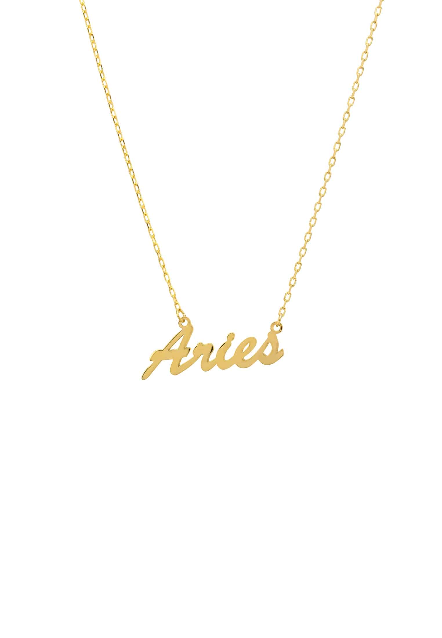 Gold Aries Zodiac Name Necklace - Personalized Gift Idea for March-April Birthdays Bijou Her