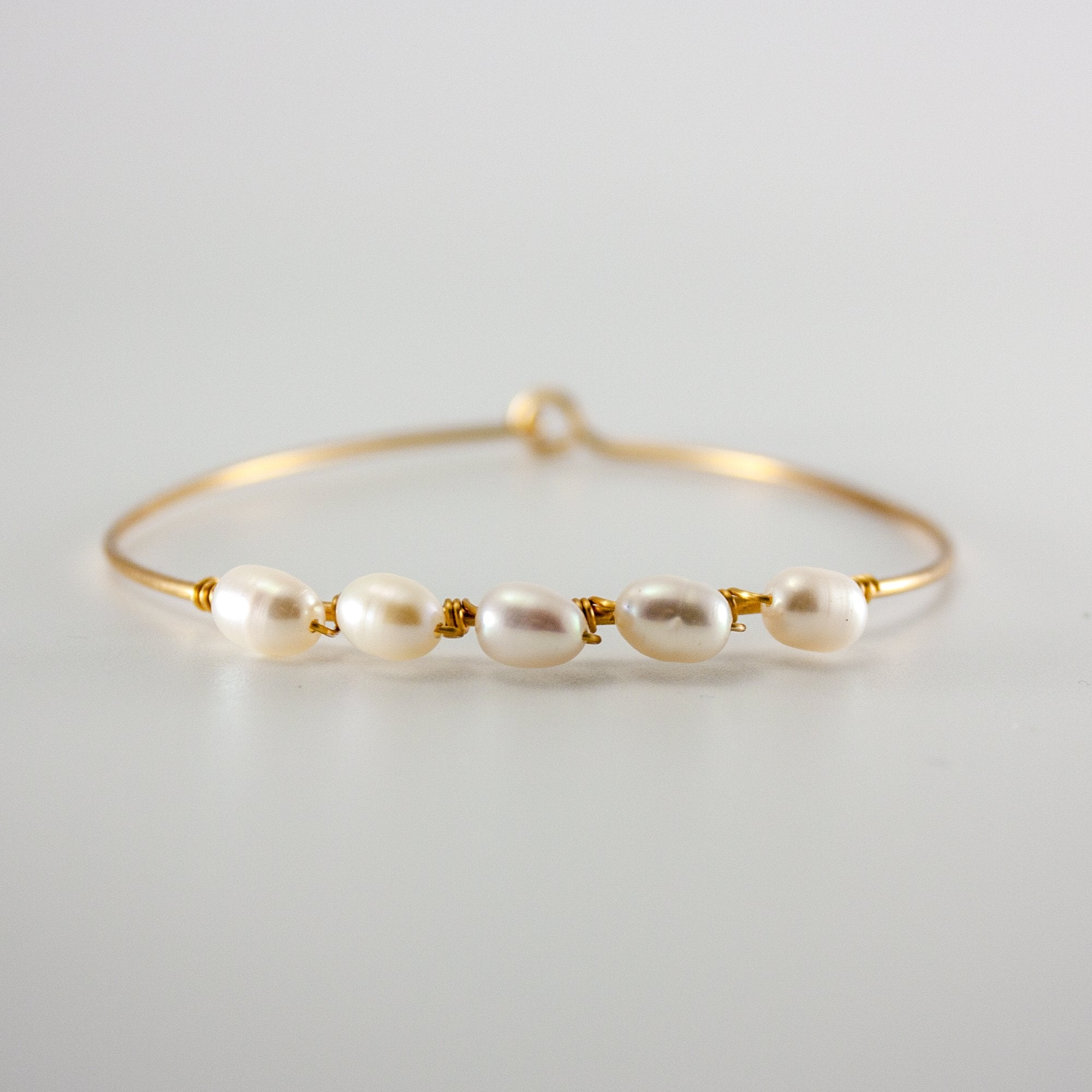 Gold Bangle with Freshwater Rice Pearls - Classy and Chic Bijou Her