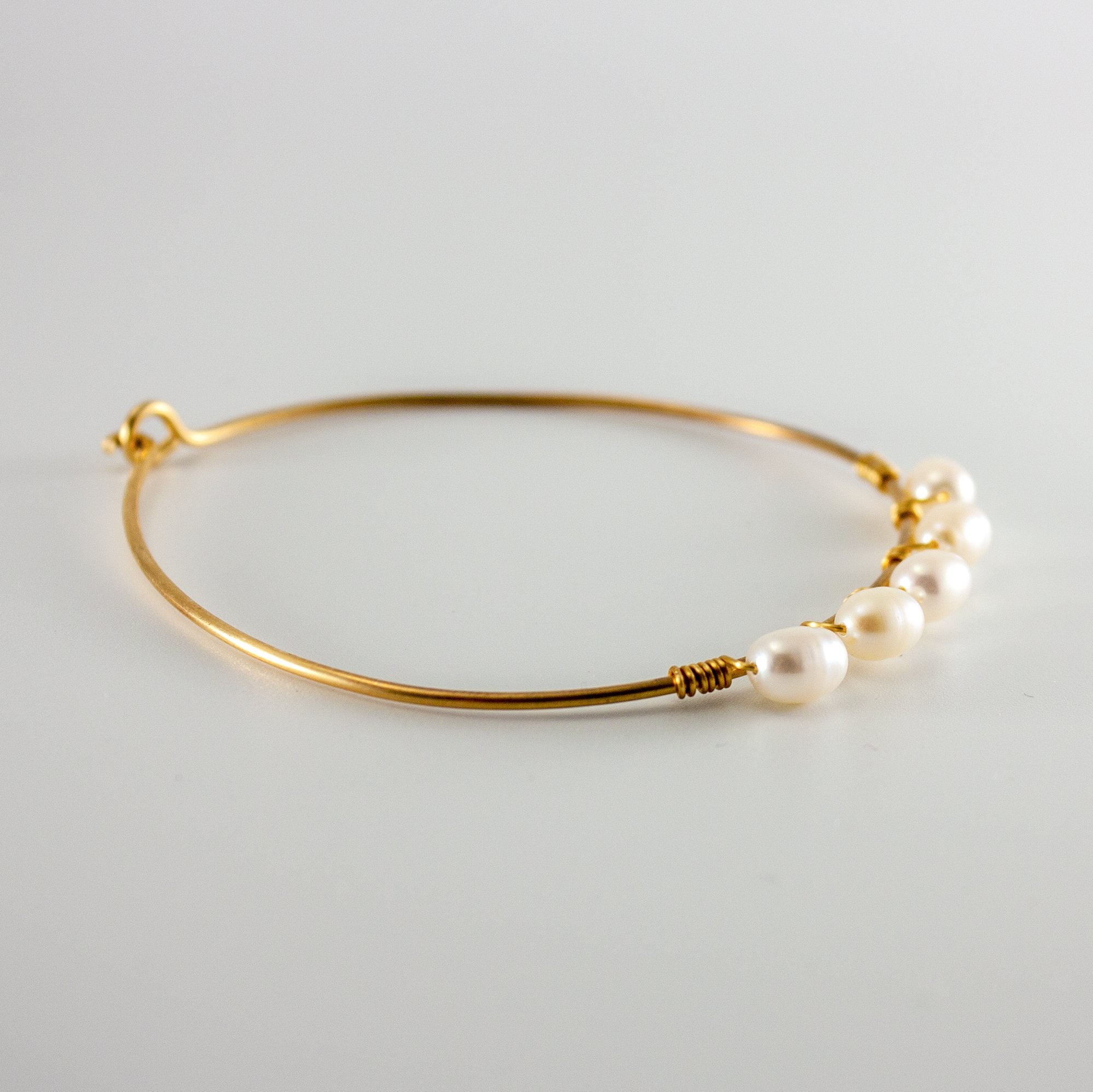 Gold Bangle with Freshwater Rice Pearls - Classy and Chic Bijou Her