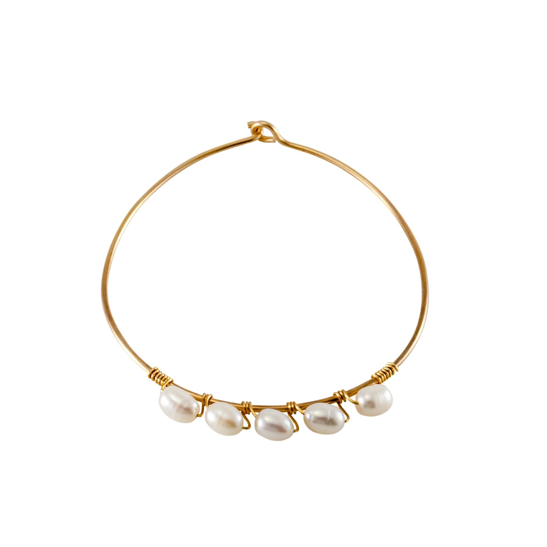 Gold Bangle with Freshwater Rice Pearls - Classy and Chic Bijou Her