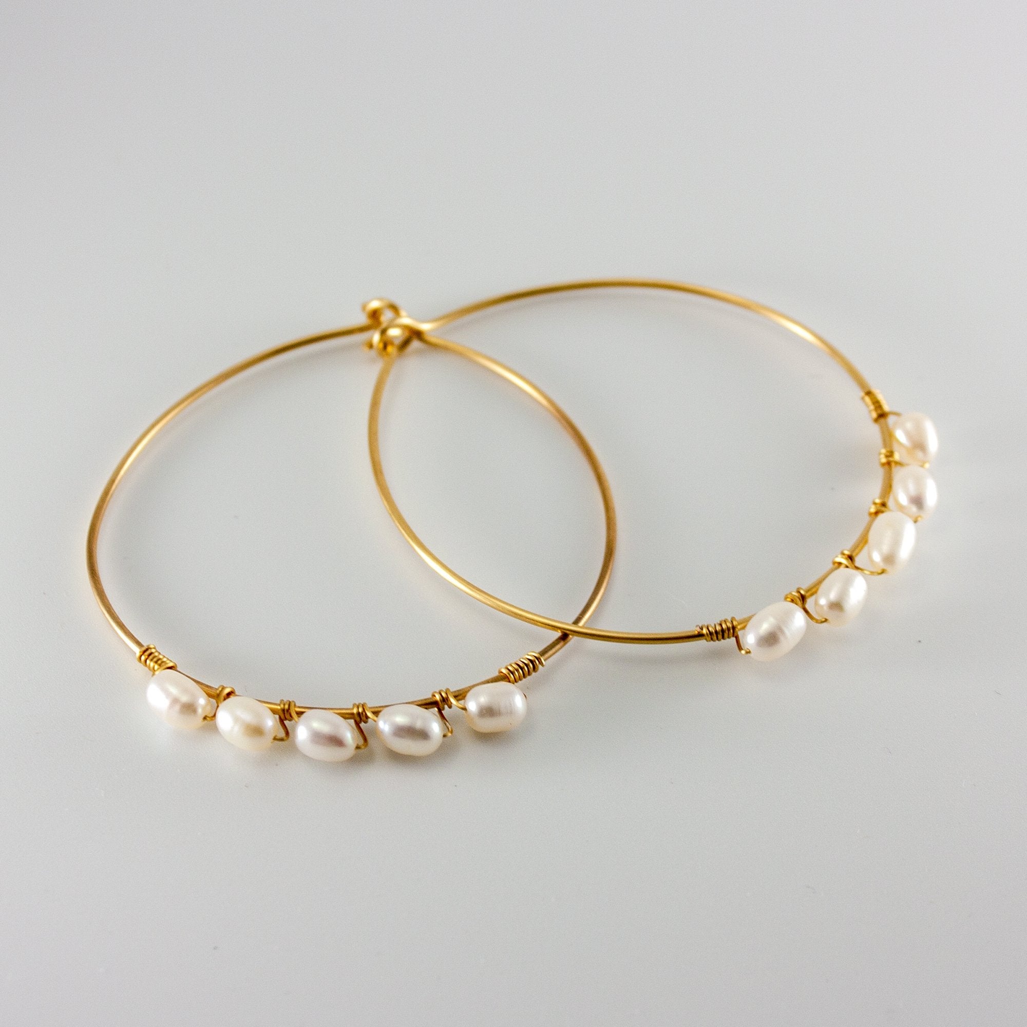 Gold Bangle with Freshwater Rice Pearls - Classy and Chic Bijou Her