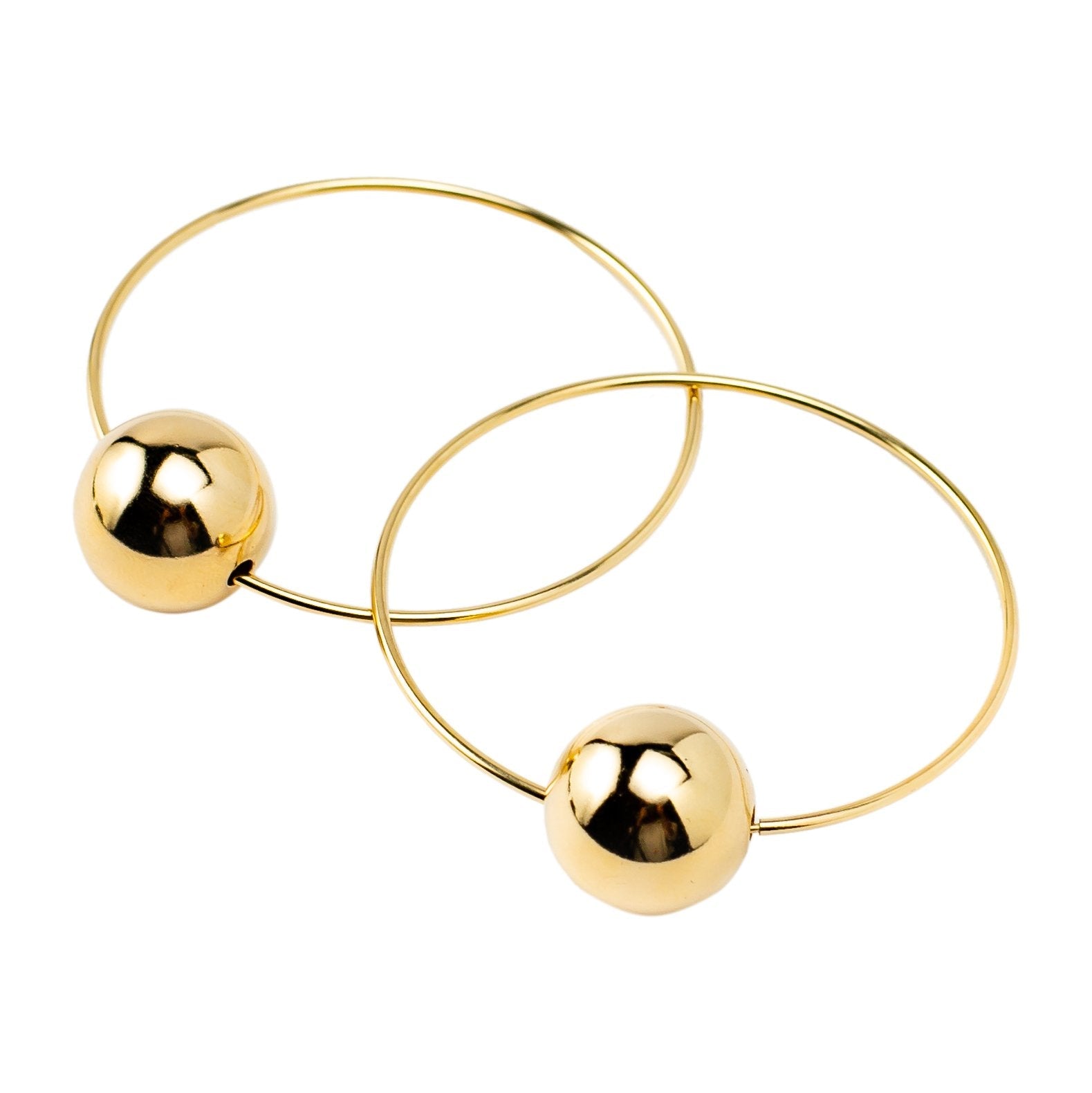 Gold Bead Single Hoop Earrings - Handmade Miami-Inspired Fashion Jewelry Bijou Her