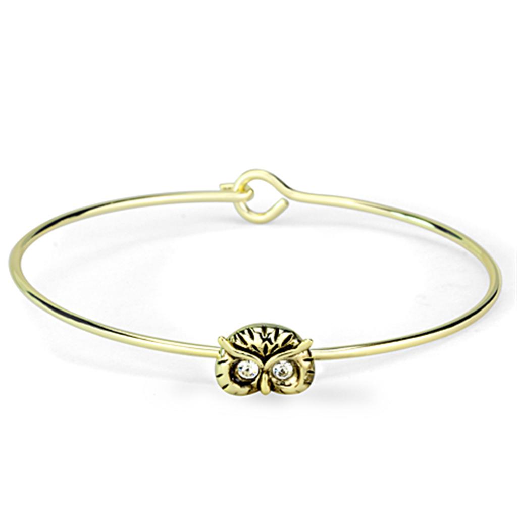 Gold Brass Bangle with Top Grade Clear Crystal - Backordered, 4-7 Day Shipping Lead Time Bijou Her