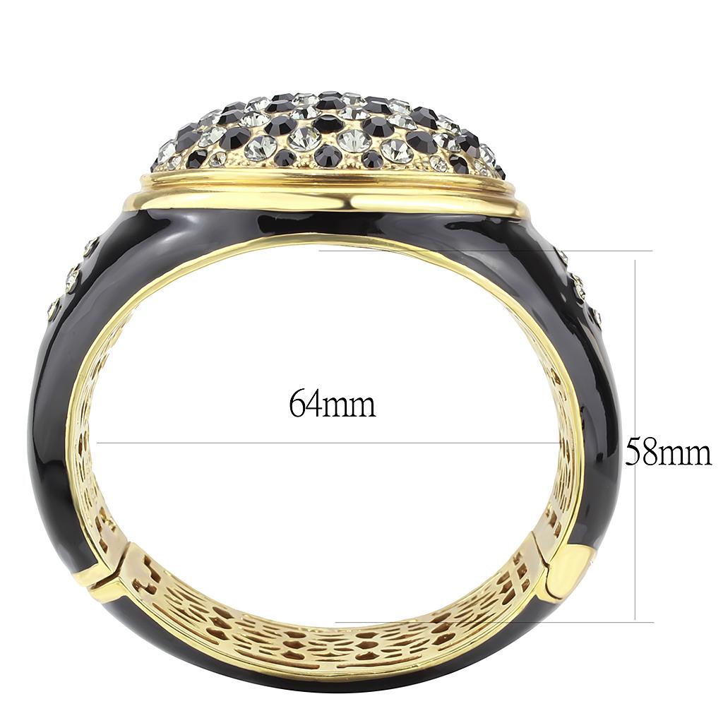 Gold Brass Bangle with Top Grade Crystal in Multi Color - Backordered, Ships in 4-7 Days Bijou Her