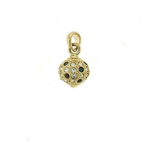 Gold Brass Pendant with Top Grade Multi Color Crystal - In Stock, Ships in 1 Day Bijou Her