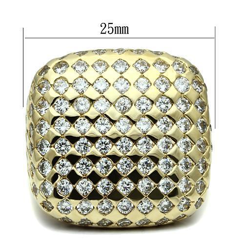 Gold Brass Ring with AAA Grade CZ in Clear - Petite Galvanic Plated Jewelry for Women Bijou Her