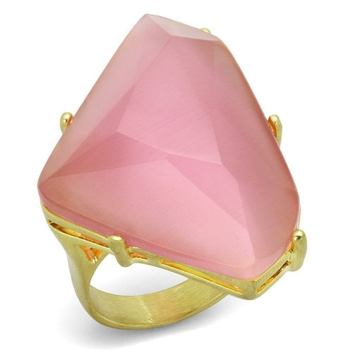 Gold & Brush Brass Ring with Synthetic Cat Eye in Rose - Ships in 4-7 Days Bijou Her