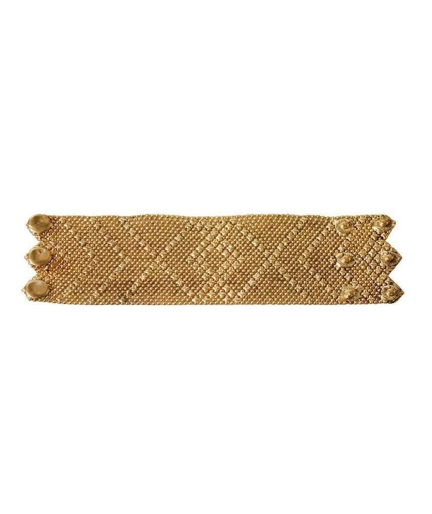 Gold Chainmail Cuff Bracelet - Handmade by Urbiana, Adjustable Length, Popper Fastening, Brass Material, Patterned Design, Perfect for Party Dress Bijou Her