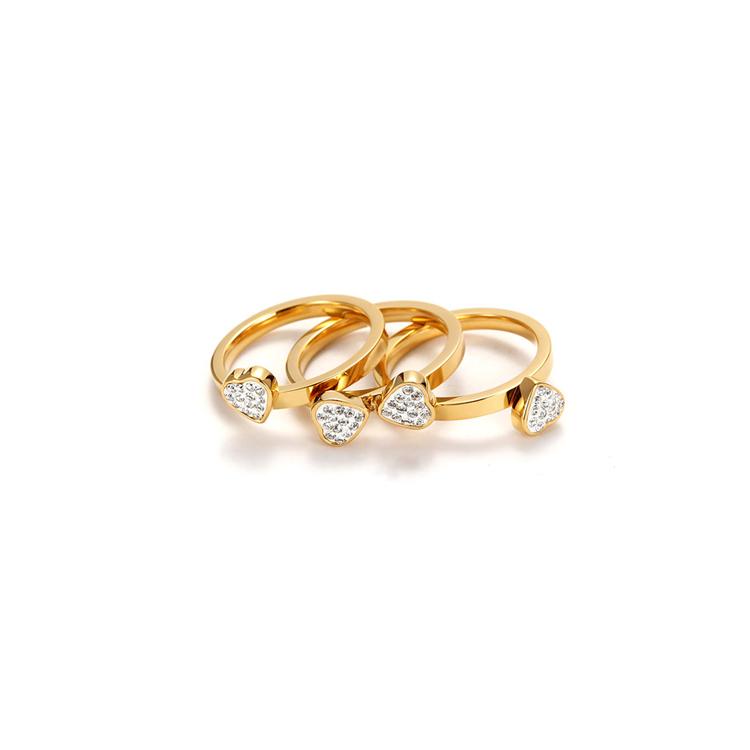 Gold Clover CZ Stacking Rings - Set of 3 for Women Bijou Her
